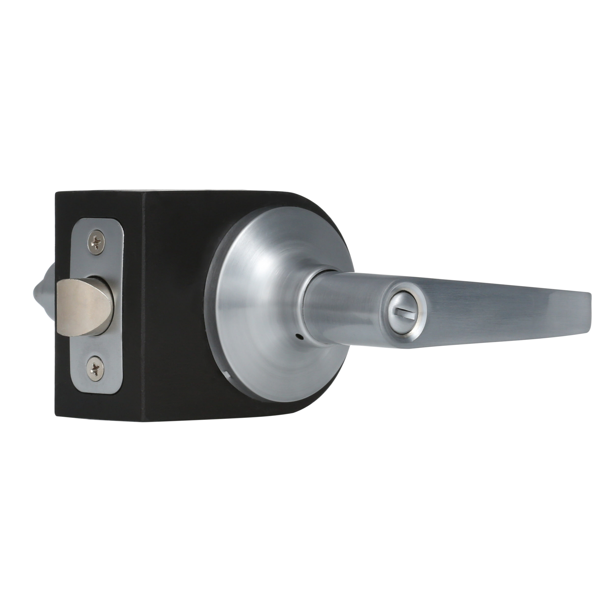 Global Door Controls Franklin Collection Modern Privacy Bed/Bath Door Handle with Lock — Brushed Chrome, Model# GLS40SFRA-626